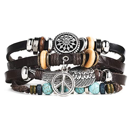 Jewels Galaxy Mehrschichtiges Schaum-Armband für Herren, Leder, kein Edelstein von Jewels Galaxy