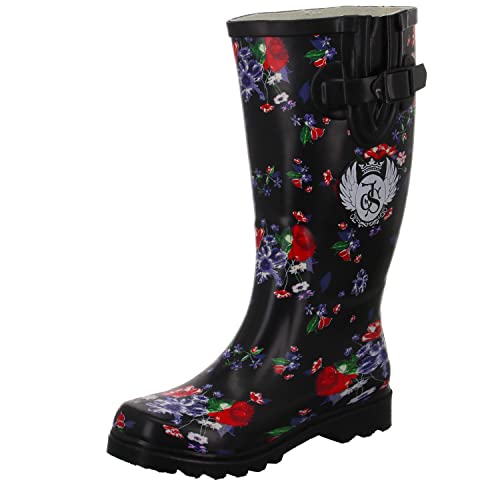 Jewels of Style 17-REDFLOWER-BK Damen Regenstiefel, Größe 39 von Jewels of Style