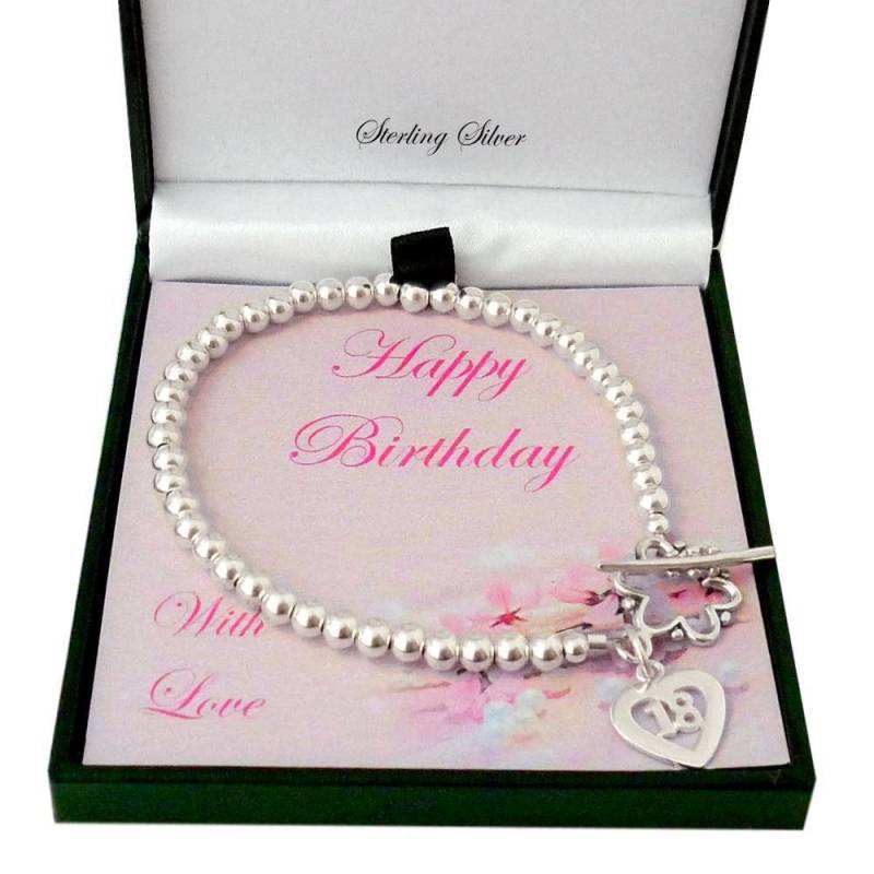 18.geburtstag Geschenk Armband, Schöne Sterling Silber Armband Mit 18 Anhänger, Geschenk-Box Nach Wahl von Jewels4girls