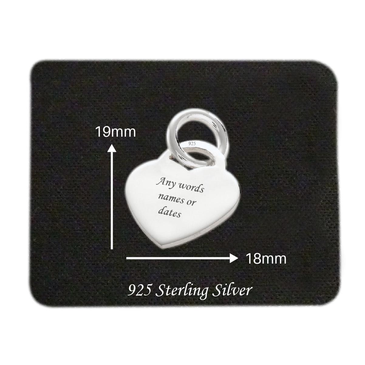 925 Sterling Silber Herz Charm Mit Optionaler Gravur, Personalisierter Charm, Geschenk, Anhänger von Jewels4girls