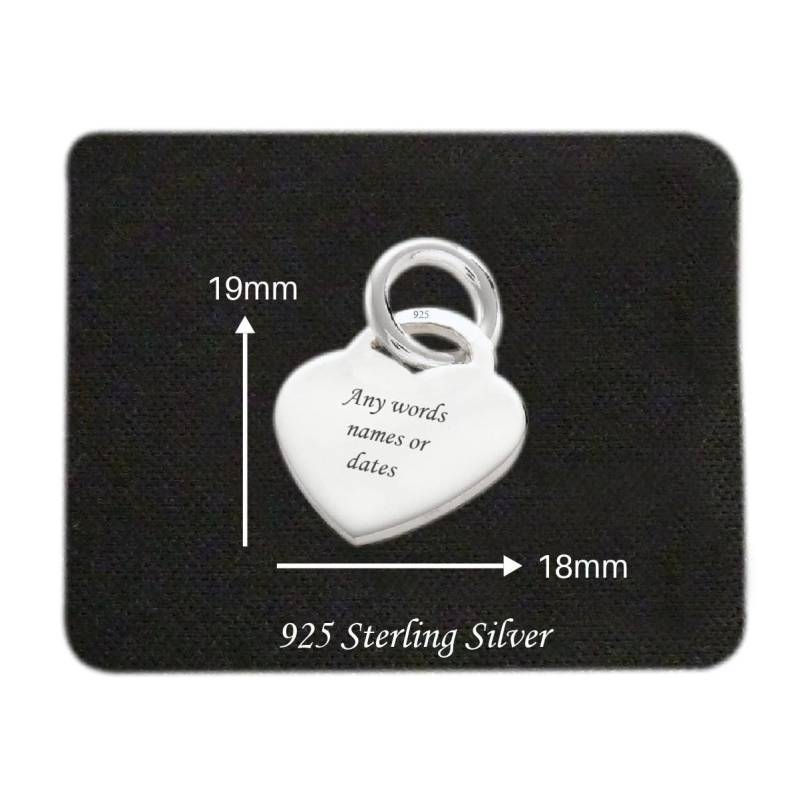 925 Sterling Silber Herz Charm Mit Optionaler Gravur, Personalisierter Charm, Geschenk, Anhänger 925 Sterling Silber Herz Charm Mit Optionaler Gravur, Personalisierter Charm, Geschenk, Anhänger von Jewels4girls