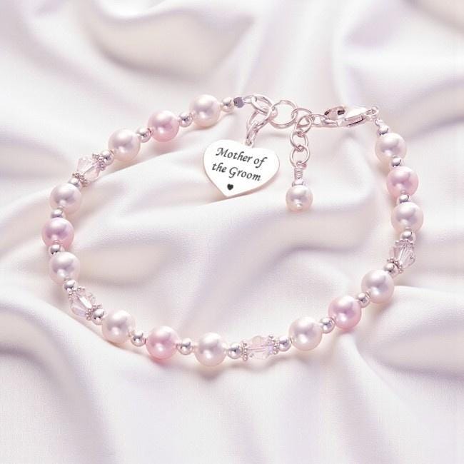 Armband Für Die Mutter Des Bräutigams. Personalisiert Mit Einer Gravur. 925 Sterling Silber. Viele Perlenfarben von Jewels4girls