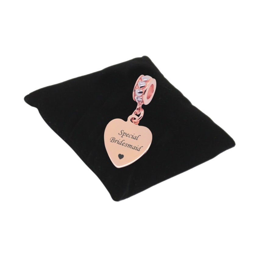 Besonderer Brautjungfer Charm, Rose Gold & Silber, European Style Herz. Kann Personalisiert Werden von Jewels4girls