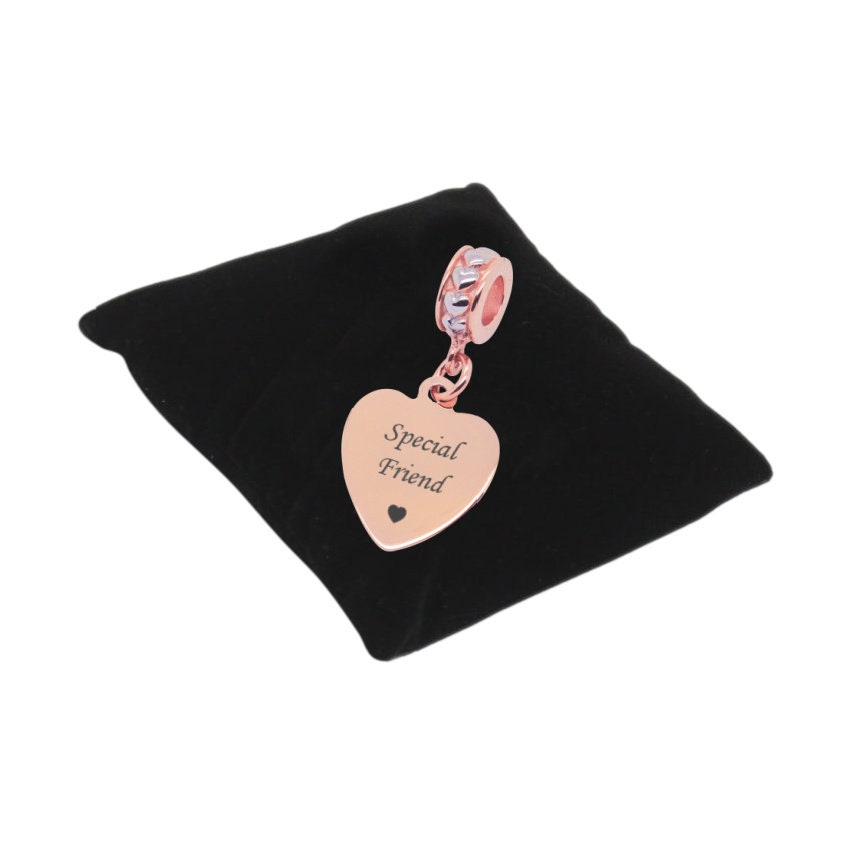Besonderer Freund Charm, Rose Gold & Silber Herz Bail. Kann Personalisiert Werden von Jewels4girls
