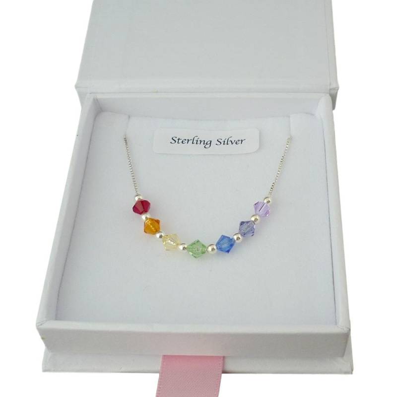 Bunt Kristall Regenbogen Halskette, 925 Sterling Silber, Gay Pride, Lesben, Lgbt Schmuck Bunt Kristall Regenbogen Halskette, 925 Sterling Silber, Gay Pride, Lesben, Lgbt Schmuck von Jewels4girls