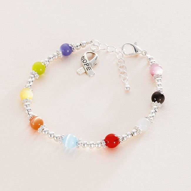 Cancer Awareness Armband Mit Hope Ribbon Anhänger. Bewusstsein Schmuck. Mehrfarbiges Armband von Jewels4girls