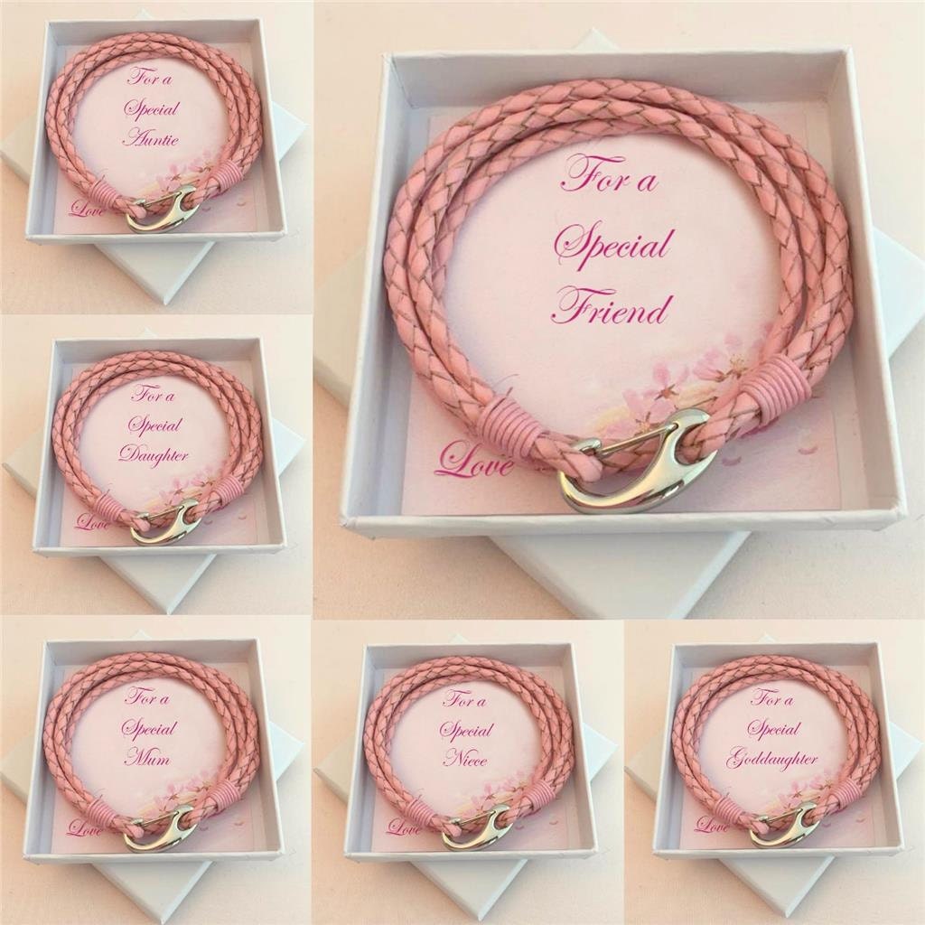 Damen Rosa Lederarmband in Spezieller Geschenk Box. Für Spezielle Freundin, Tochter, Schwester, Tante, Mutter Usw von Jewels4girls