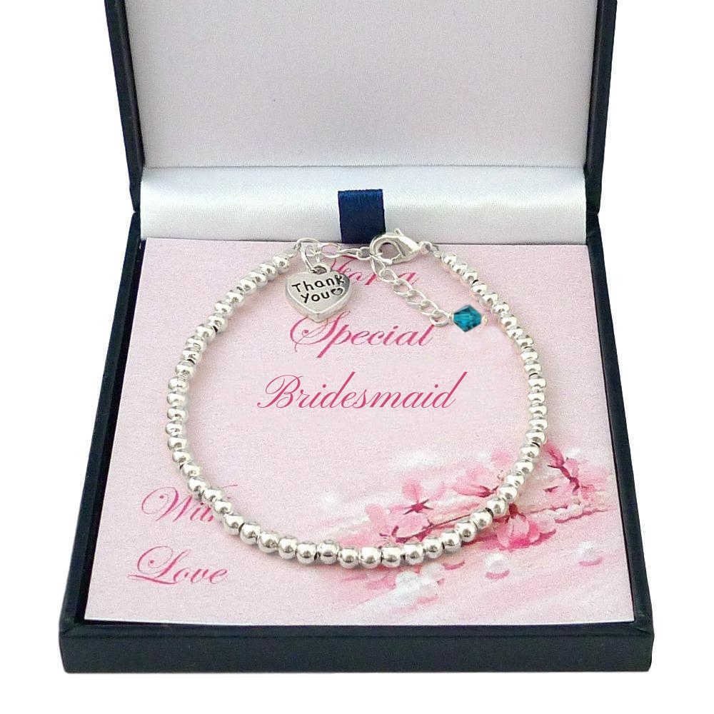 Danke Geschenk Für Blumenmädchen, Trauzeugin Oder Brautjungfer. Geburtsstein Armband. Verpackt von Jewels4girls