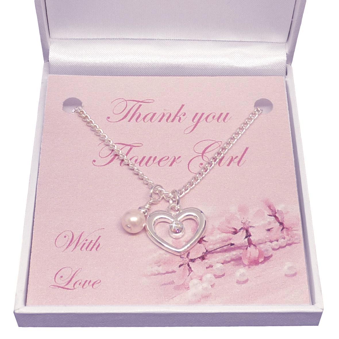 "Dankeschönes Geschenk Für "Trauzeugin, Brautjungfer Oder Blumenmädchen", Herz & Perlenkette in Geschenkbox." von Jewels4girls