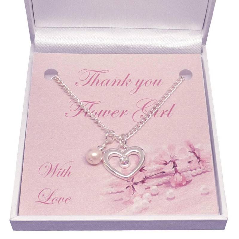 "Dankeschönes Geschenk Für "Trauzeugin, Brautjungfer Oder Blumenmädchen", Herz & Perlenkette in Geschenkbox." von Jewels4girls