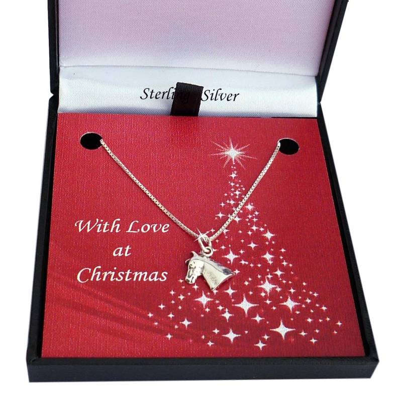 Eine Sehr Schöne Pferdekopf-Halskette in Weihnachtsgeschenkbox. Geschenk Für Pferdeliebhaber. Frauen Und Mädchen Größen von Jewels4girls