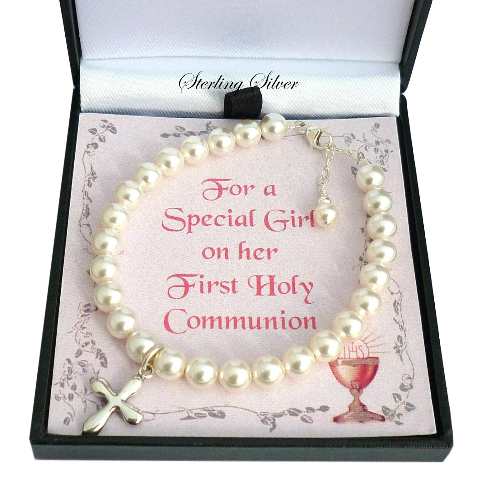Erstkommunion Armband Mit Sterling Silber Kreuz Charm. Geschenk Für Tochter, Patin, Nichte, Enkelin Etc von Jewels4girls
