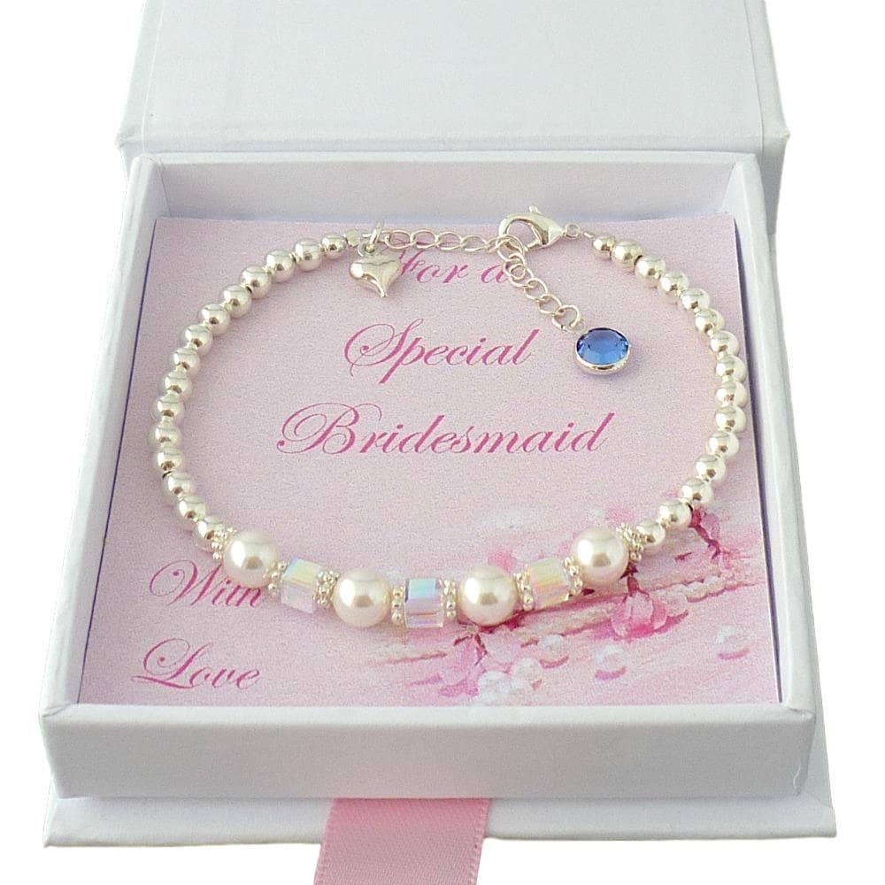 Geburtsstein Armbänder Für Eine Brautjungfer, Ein Blumenmädchen Oder Trauzeugin, Geschenkbox. Frauen, Mädchen von Jewels4girls