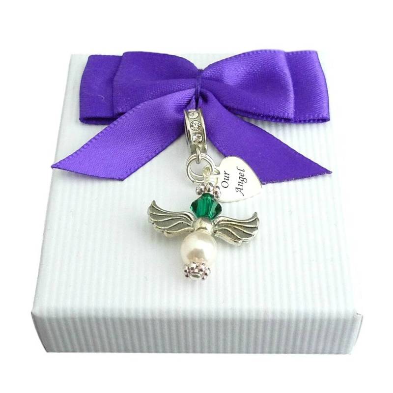 Geburtsstein Engel Charm Mit Jeder Gravur Auf Sterling Silber Anhänger von Jewels4girls