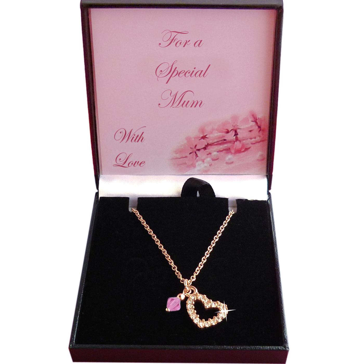 Geburtsstein-Halskette Mit Rosegold-Herz-Anhänger Kristallen in Geschenk-Box Für Spezielle Mutter, Tochter, Schwester, Tante, Freund Usw von Jewels4girls