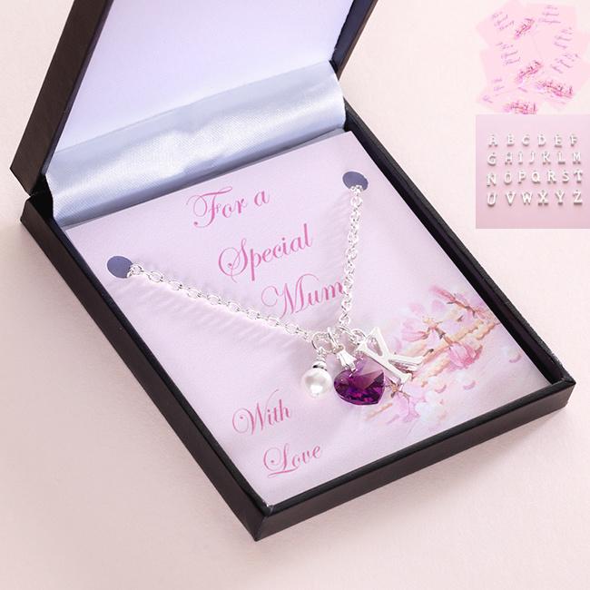 Geburtsstein Herz, Initial & Perlen Halskette in Spezieller Geschenk-Box Für Schwester, Mutter, Tochter, Freund Etc von Jewels4girls