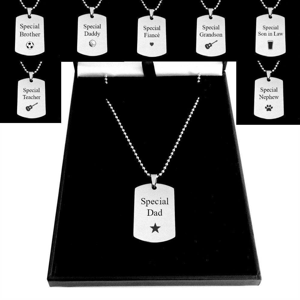 Gravierte Edelstahl Dogtag Halskette Für Mann Oder Junge. Personalisierter Schmuck Männer von Jewels4girls