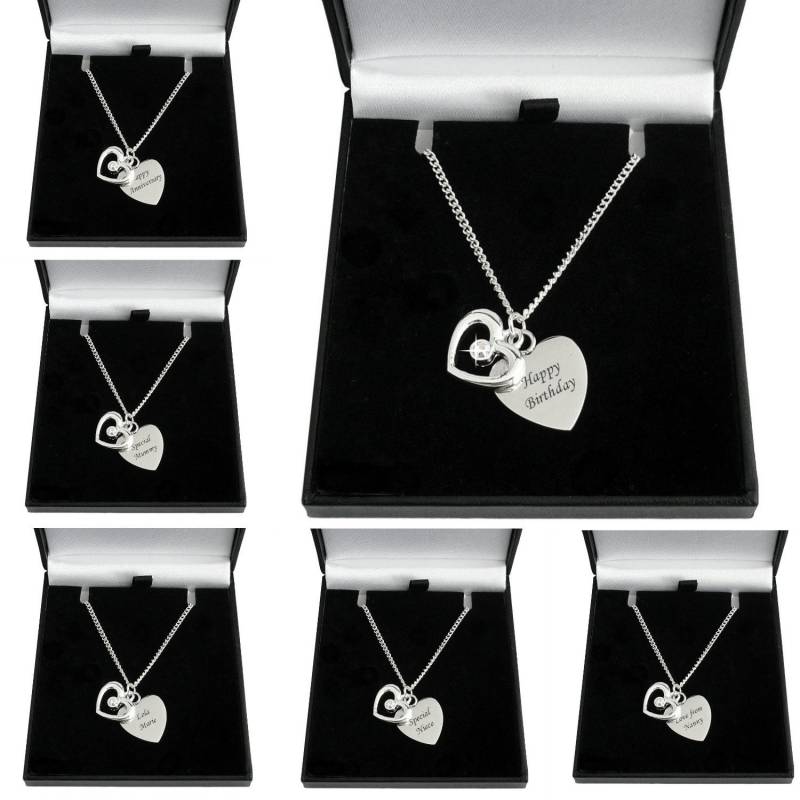 Graviertes Herz Mit Offenem Personalisierte Halskette. Ihre Wahl Der Gravur. Größen Für Frau Oder Mädchen von Jewels4girls