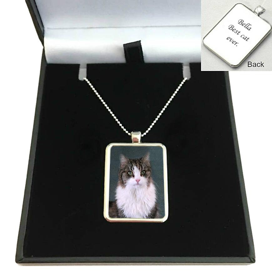 Haustier Foto Halskette Auf Sterling Silber Kette. Verlust, Sympathie Geschenk. Gedenkstein Für Katze Oder Hund von Jewels4girls