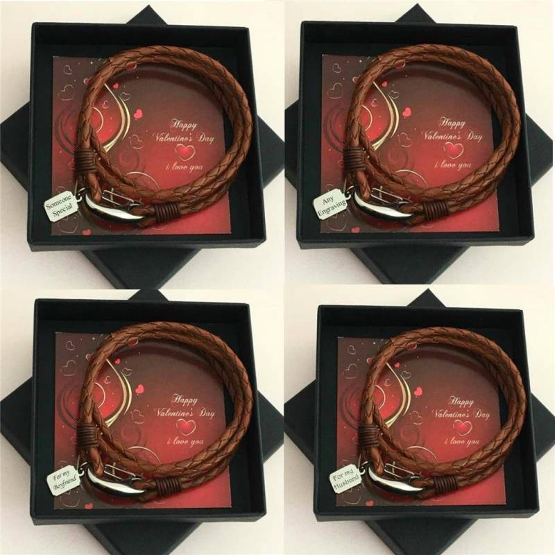 Herren Leder Wickelarmband Mit Valentines Geschenk Box von Jewels4girls
