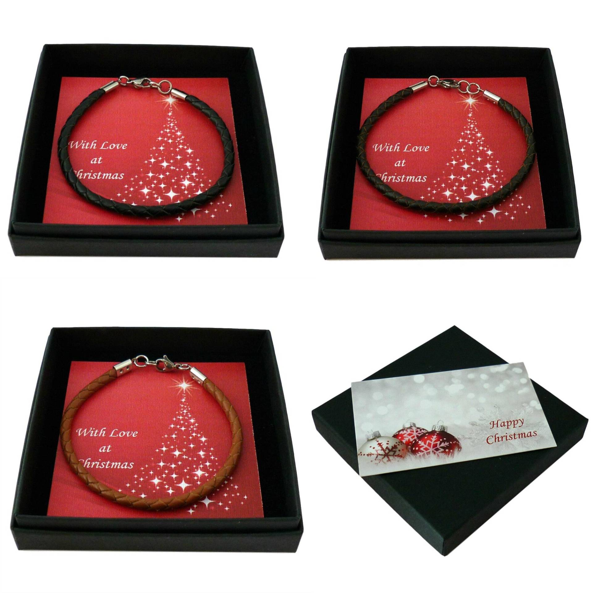 Herren Lederarmband in Weihnachtsgeschenkbox. Schwarzes Oder Braunes Leder von Jewels4girls