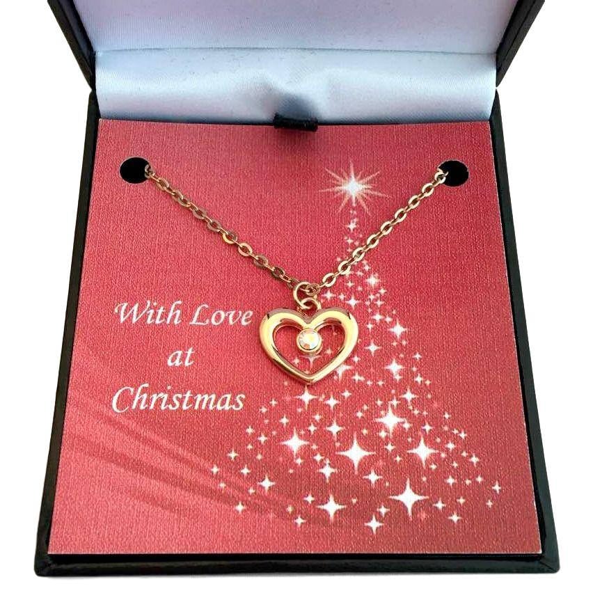 Herz Halskette in Rose Gold Für Weihnachten Frauen Oder Mädchen. Inklusive Weihnachtsgeschenkbox Und Karte. Schöne Qualität von Jewels4girls