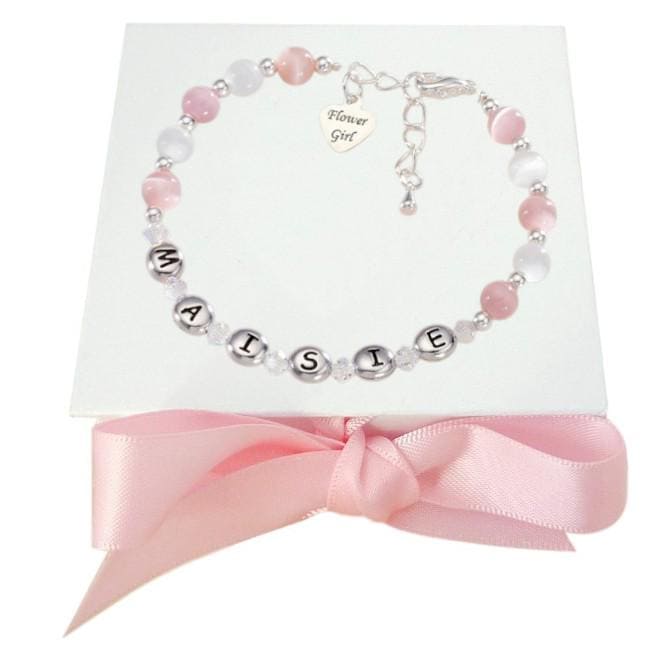 Kinderschmuck, Jeder Name Mädchen Personalisierte Armband Mit Silber Botschaft Charm von Jewels4girls