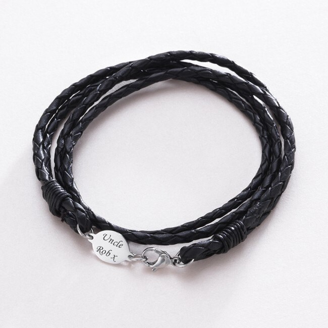 Lederarmband Mit Individueller Gravur in Schwarz Oder Braun Für Herren Jungen. Geschenk Papa, Sohn, Freund, Ehemann, Onkel Usw von Jewels4girls