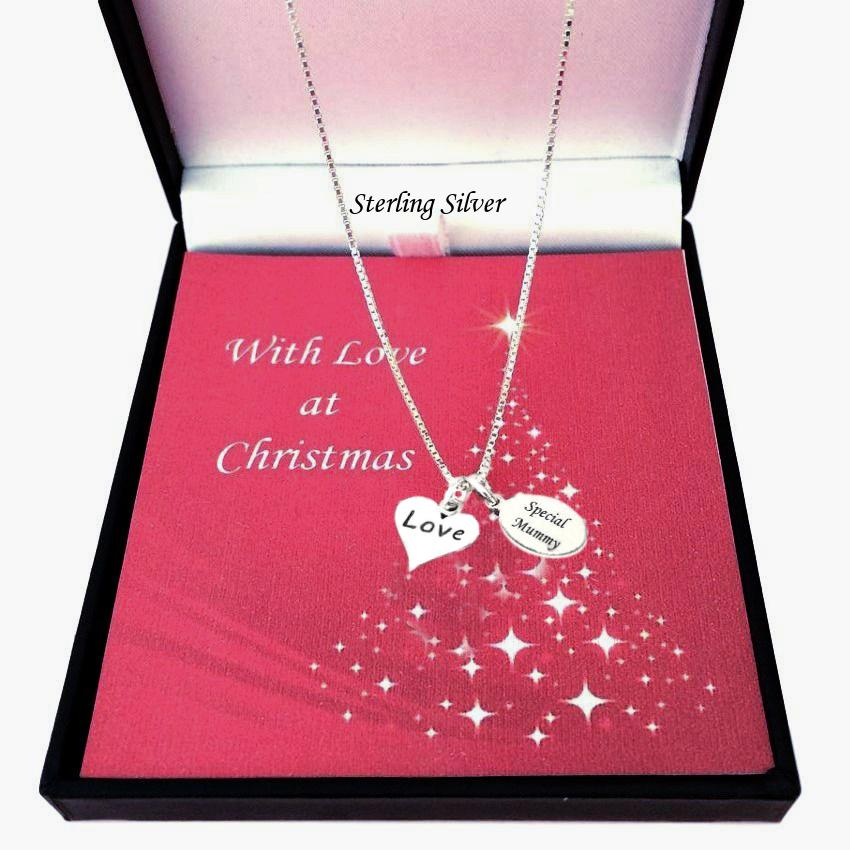 Love -Anhänger An Kette in Weihnachtsgeschenkbox, 925 Sterling Silber Weihnachtskette Und Graviertem Silberanhänger Für Mutter, Schwester von Jewels4girls