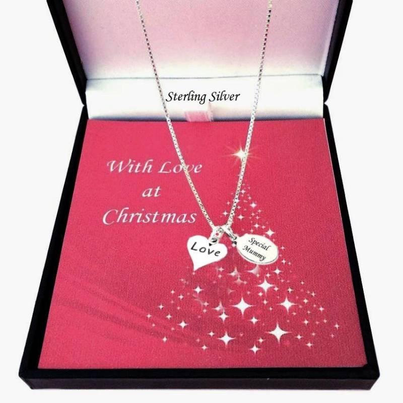 Love -Anhänger An Kette in Weihnachtsgeschenkbox, 925 Sterling Silber Weihnachtskette Und Graviertem Silberanhänger Für Mutter, Schwester Love -Anhänger An Kette in Weihnachtsgeschenkbox, 925 Sterling Silber Weihnachtskette Und Graviertem Silberanhänger Für Mutter, Schwester von Jewels4girls