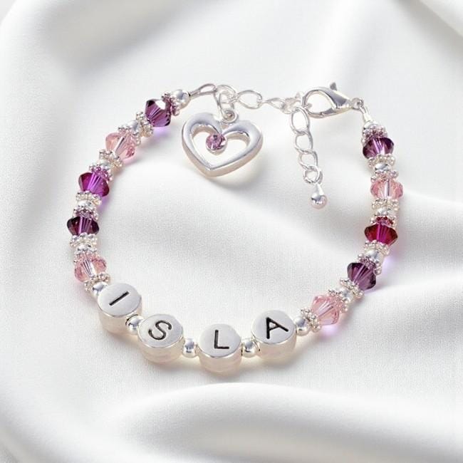 Mädchen Armband Mit Kristallen Und Herz Anhänger. Personalisierter Schmuck Für Mädchen von Jewels4girls