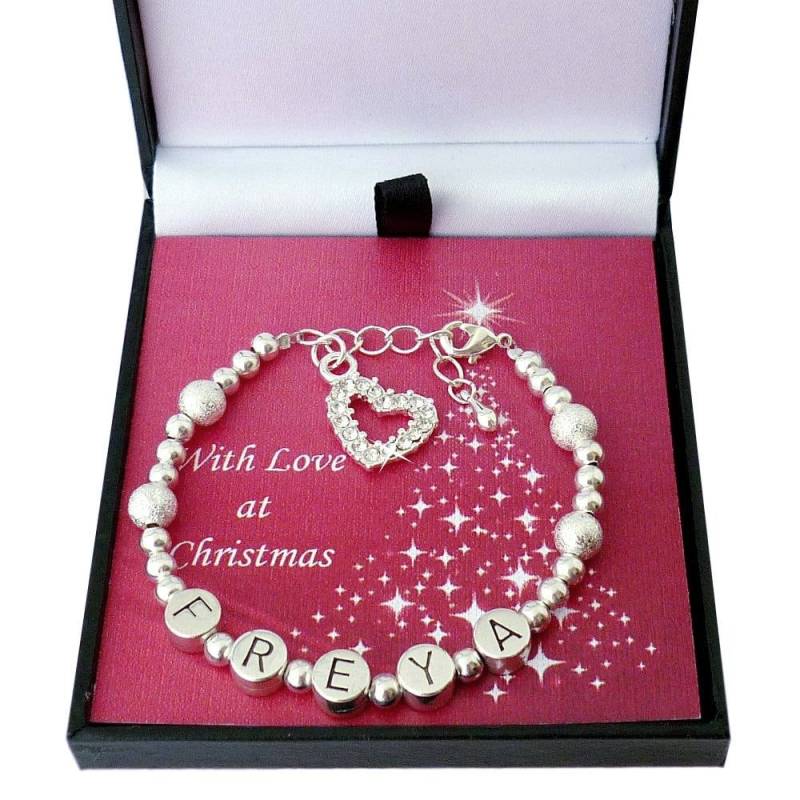 Mädchen-Namensarmband in Weihnachtsgeschenkbox. Personalisierte Armbänder Für Mädchen von Jewels4girls