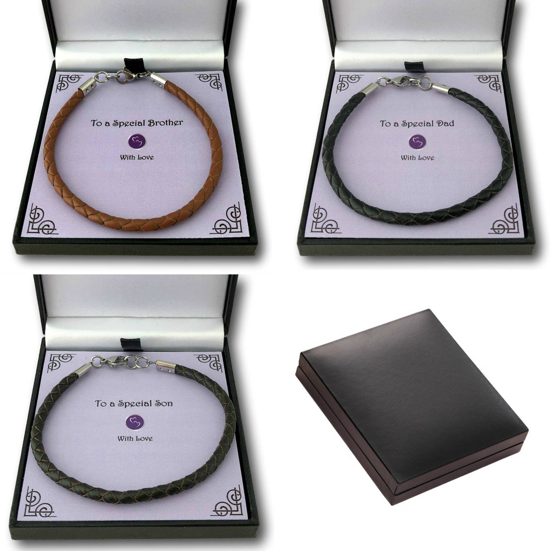 Mans Personalisierte Lederarmband in Präsentation Geschenkbox Für Papa, Sohn, Onkel, Bruder Usw von Jewels4girls