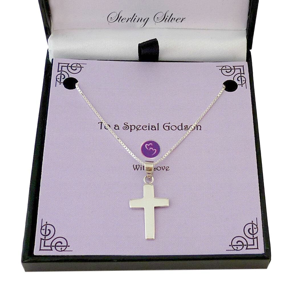 Massive Sterling Silber Kreuz Anhänger Halskette. Geschenk Für Jungen Taufe, Erstkommunion, Taufe von Jewels4girls