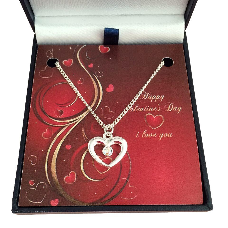 Offene Crystal Heart Valentines Halskette. Geschenk Für Freundin, Frau, Verlobte. Valentinstag Eine Frau Oder Ein Mädchen von Jewels4girls