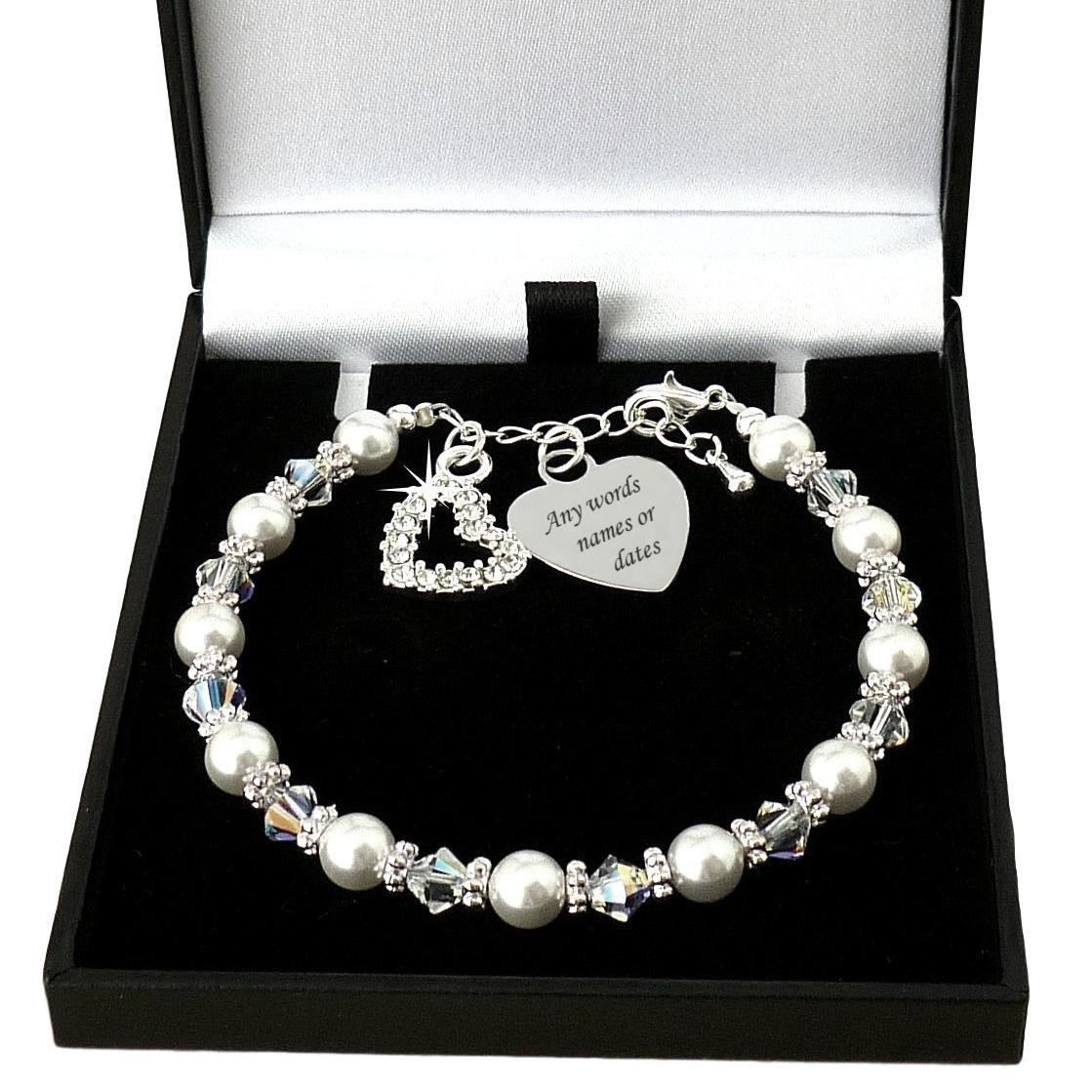 Perlen Armband Für Brautjungfer, Blumenmädchen, Trauzeugin. Personalisiert Mit Gravur Ihrer Wahl von Jewels4girls