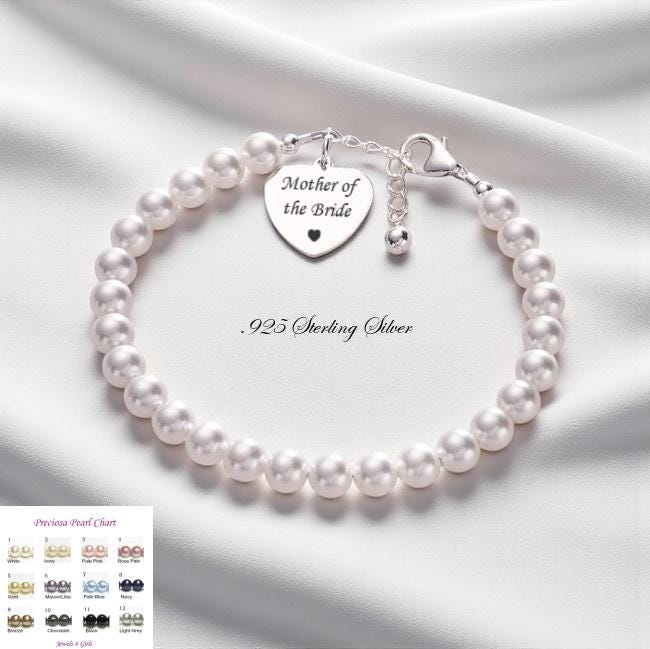 Perlen - & Silberarmband Mit Gravur. Geschenk Für Die Mutter Der Braut, Des Bräutigams, Brautjungfer, Alle Namen, Wörter Oder Daten von Jewels4girls