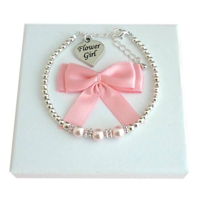 Perlenarmband Für Blumenmädchen Oder Brautjungfer, Viele Farben. Größenverstellbar Damen Und Mädchen von Jewels4girls