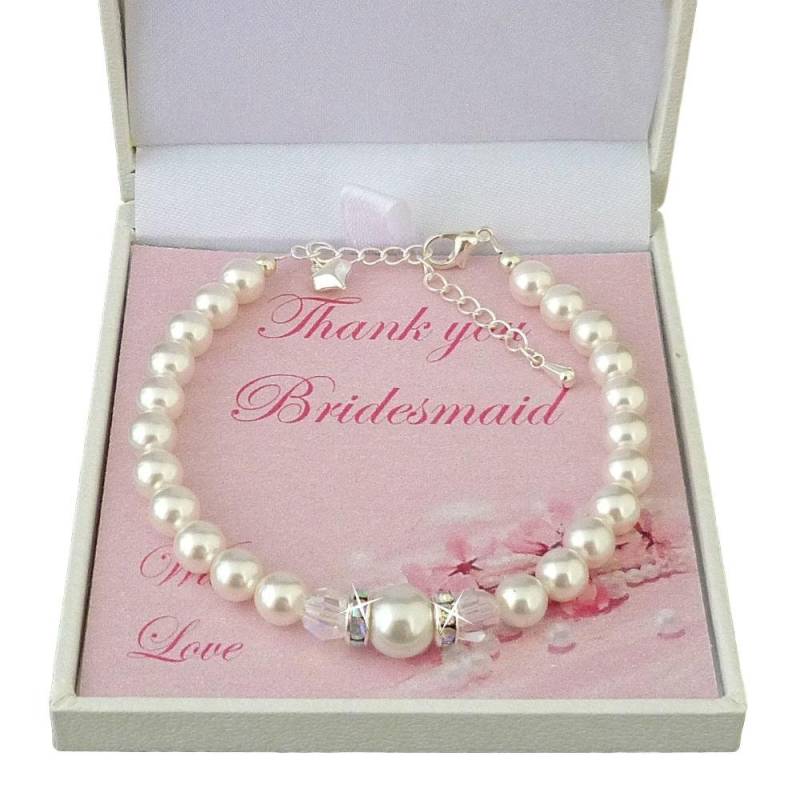 Perlenarmband Für Brautjungfer, Trauzeugin Oder Blumenmädchen. Große Auswahl An Perlenfarben von Jewels4girls