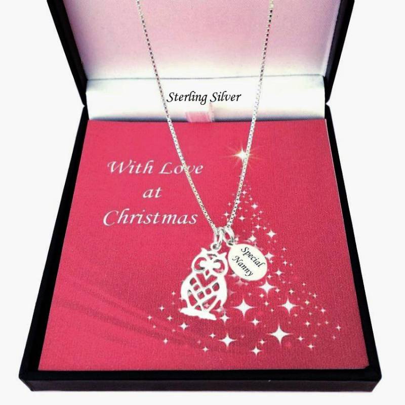 Personalisierte 925Er Silber Eulen-Halskette Mit Graviertem Silberanhänger Für Tochter, Mutter, Schwester, Nichte Usw., Weihnachtsgeschenk in Der von Jewels4girls