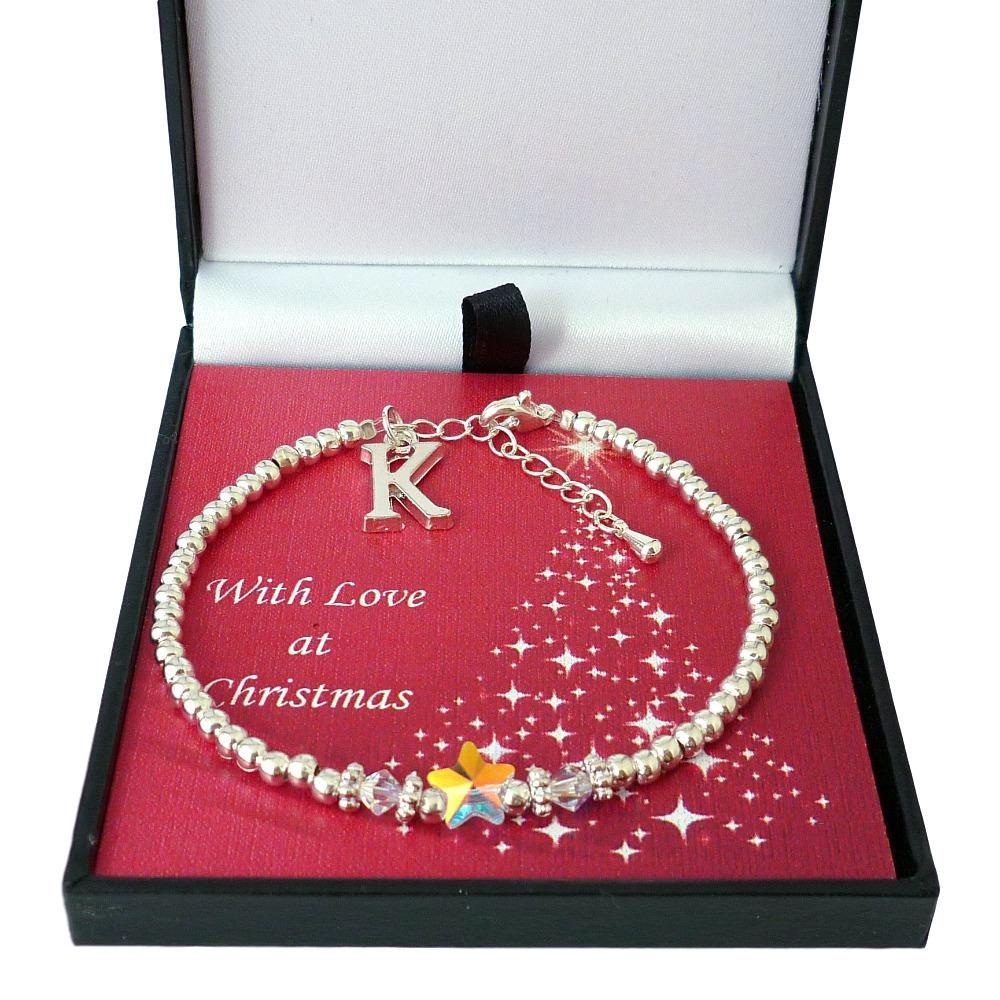 Personalisierte Anfang Armband Mit Feature Star Bead, Geschenk Verpackt Für Weihnachten. Größen Frauen Oder Mädchen. Beliebiger Buchstabe Charm von Jewels4girls