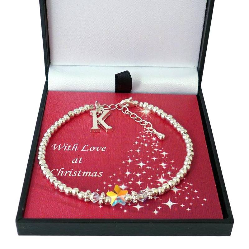 Personalisierte Anfang Armband Mit Feature Star Bead, Geschenk Verpackt Für Weihnachten. Größen Frauen Oder Mädchen. Beliebiger Buchstabe Charm von Jewels4girls