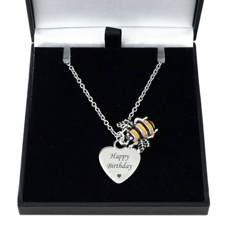 Personalisierte Bienenhalskette Mit Beliebiger Gravur. in Einer Geschenkbox von Jewels4girls
