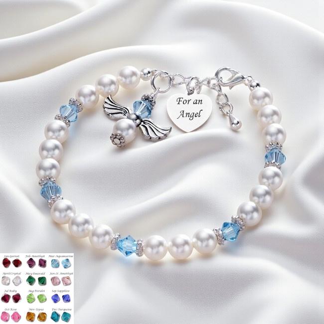 Personalisierte Birthstone Engel Armband Mit Graviertem Herz. Sympathie Geschenkidee Personalisierte Birthstone Engel Armband Mit Graviertem Herz. Sympathie Geschenkidee von Jewels4girls