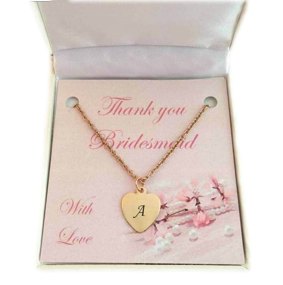 Personalisierte Brautjungfern Halskette in Rose Gold, Personalisiert Mit Brief Inital, Danke Geschenk von Jewels4girls