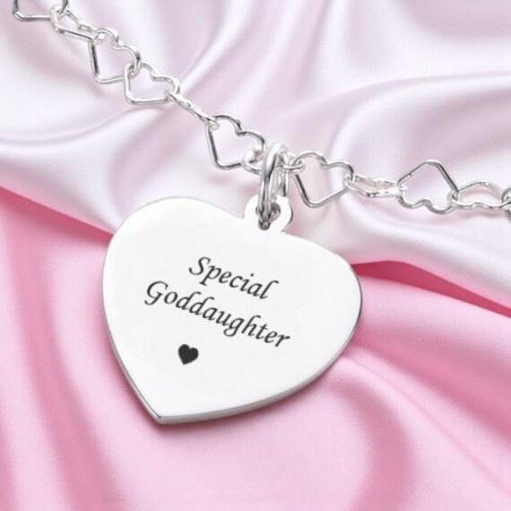 Personalisierte Sterling Silber Herz-Link-Halskette. Gravur Geschenk Für Patenkind. 925Er Silber. Herzkette. Verpackt von Jewels4girls