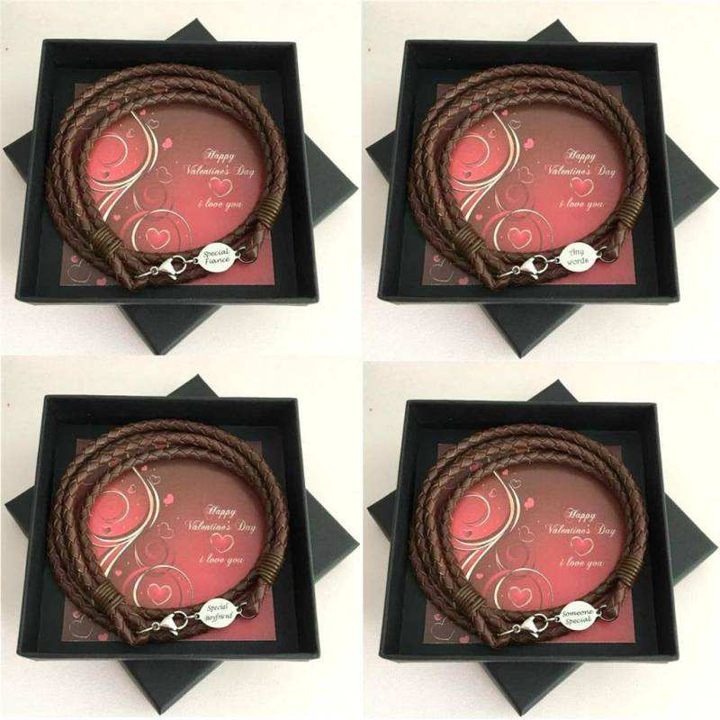 Personalisierte Valentinstag Leder Armband. Gravur Geschenk Für Mann, Freund Etc Personalisierte Valentinstag Leder Armband. Gravur Geschenk Für Mann, Freund Etc von Jewels4girls