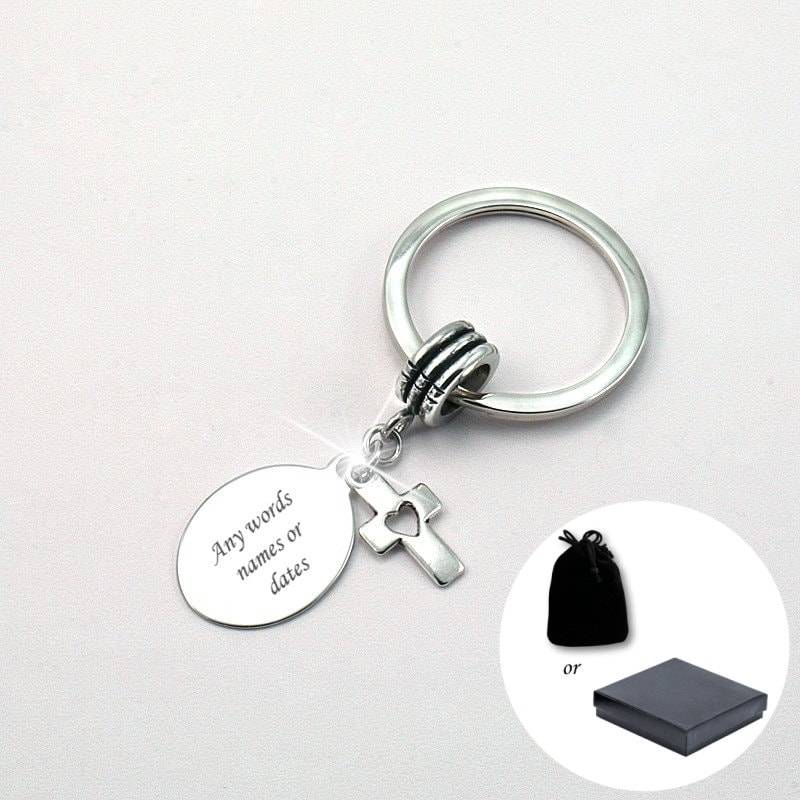 Personalisierter Kreuz Schlüsselanhänger Mit Kostenloser Gravur. Christliches Geschenk. Religiöses Schlüsselanhänger. Herz von Jewels4girls