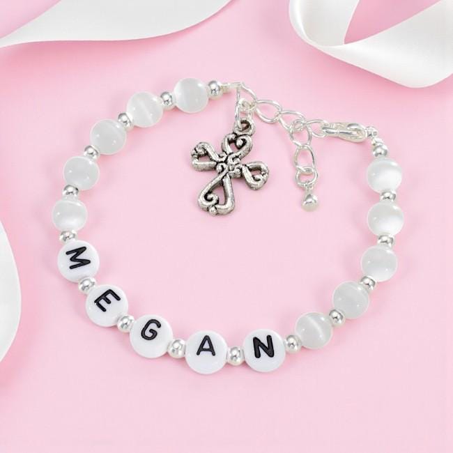 Personalisiertes Armband Für Mädchen. Erstkommunion, Kommunion, Taufgeschenk von Jewels4girls