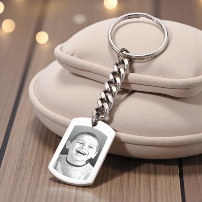 Personalisiertes Geschenk Für Den Vatertag. Gravierte Foto-Schlüsselanhänger. Papa. Beliebiges Foto Auf Einem Dogtag Schlüsselanhänger. Edelstahl von Jewels4girls